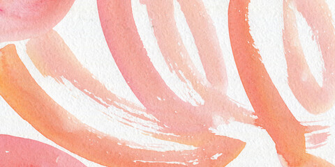 Soft Pink and Orange Watercolor Washes Background on Textured paper