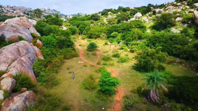 Ariel shot of Anthargange hills. It  is about 4 km from Kolar, a small town once well known for its gold mines. It is equally a religious spot & a scenic area filled with adventurous caves.