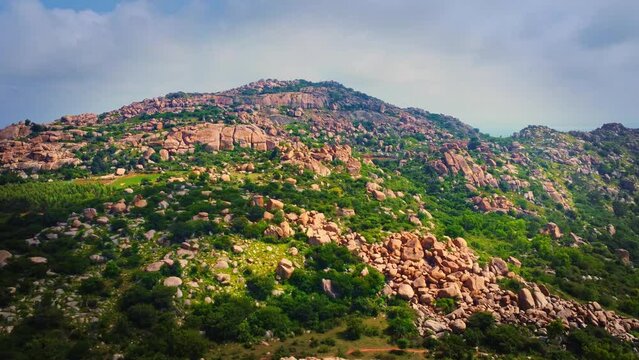 Ariel shot of Anthargange hills. It  is about 4 km from Kolar, a small town once well known for its gold mines. It is equally a religious spot & a scenic area filled with adventurous caves.