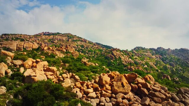 Ariel shot of Anthargange hills. It  is about 4 km from Kolar, a small town once well known for its gold mines. It is equally a religious spot & a scenic area filled with adventurous caves.