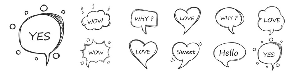 PNG Collection of empty comic speech bubbles isolated on white background. Empty dialog clouds for comics book, social media banners, promotional material. Pop art style. Vector illustration.
