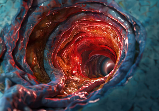 Inside View of Red and Blue Tube