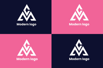 letter m logo, letter c logo, letter cm company logo, letter m and diamond icon logo, logomark