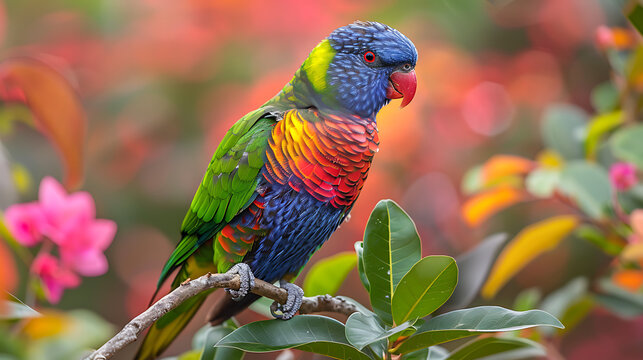 rainbow lorikeet parrot, thailand, tropical 