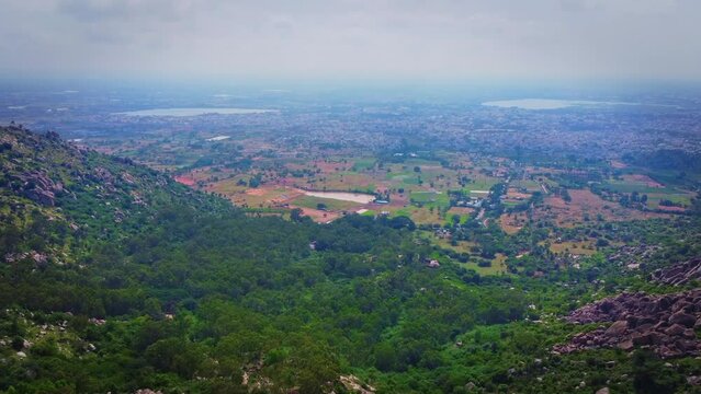 Ariel shot of Anthargange hills. It  is about 4 km from Kolar, a small town once well known for its gold mines. It is equally a religious spot & a scenic area filled with adventurous caves.