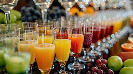 Elegant scene of a juice tasting event