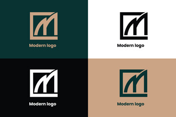 letter m logo, letter cm company logo, letter c and growth icon logo, logomark - obrazy, fototapety, plakaty