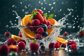 fruits splash falling Fresh water
