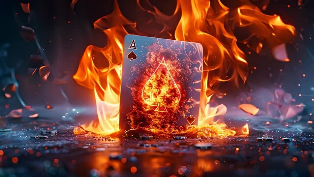 Burning Ace - The Fiery Card of Chance. Concept Magic, Cards, Games, Luck, Destiny