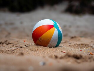 Beach ball bouncing in the sand