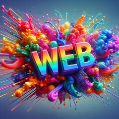 splashing colorful with text " WEB"