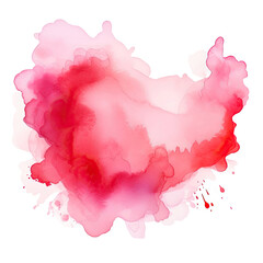 Red pink watercolor stain on white background