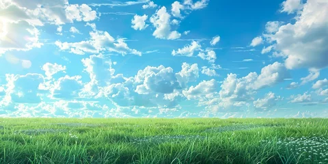 Fotobehang 壮大な芝生と青空の背景素材02 © yukinoshirokuma