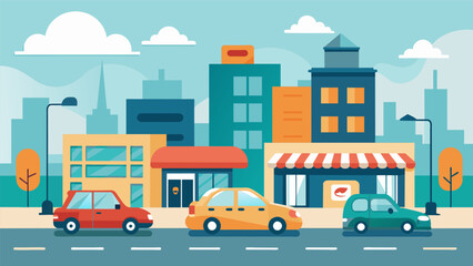 Naklejka premium A small business district implementing a carpooling program to reduce traffic and provide convenience for customers with limited parking
