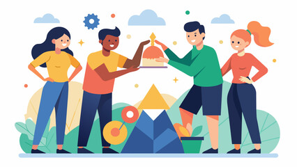 Fototapeta premium A teambuilding activity like no other community orienteering days bring coworkers together to communicate strategize and succeed in completing a