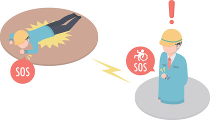 現場作業員の転倒を検知して周りに知らせるウェアラブル機器