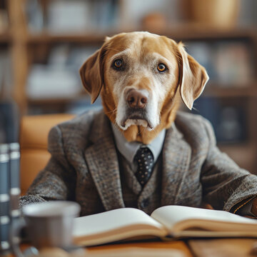 business dog, AI generated