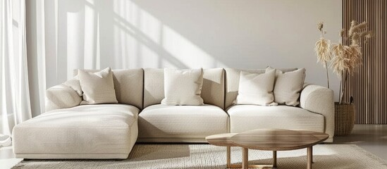 Modern living room interior featuring a cozy sofa.
