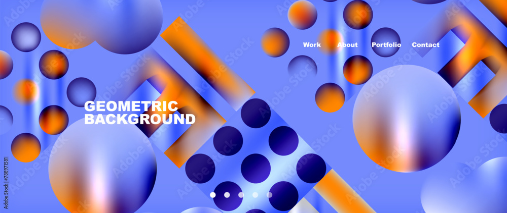 Poster a vibrant product showcasing an azure and purple geometric background with circles and lines. the de