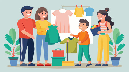 Fototapeta premium A familyfriendly swap event where parents can find new clothes for themselves and their children saving money and reducing waste.