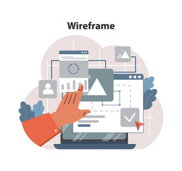 Wireframe Development concept. Flat vector illustration
