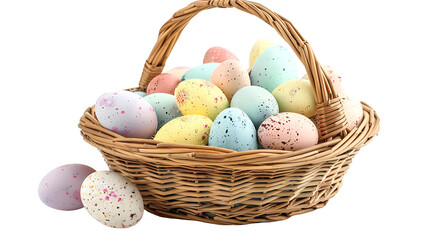 Fototapeta na wymiar Easter basket with eggs isolated on white background
