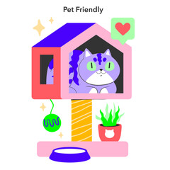Lifestyle trends concept. A cozy cat house representing the growing trend of pet-friendly spaces and animal care.