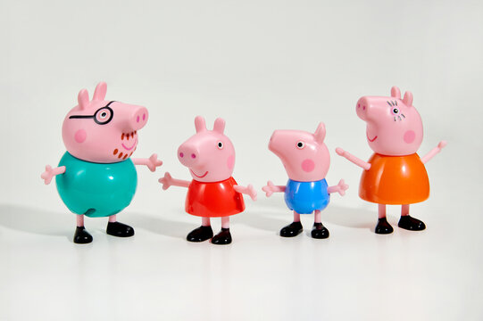 Figurines of Peppa Pig Family in studio