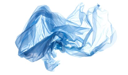 Blue Plastic Shopping Grocery Bag in Mid-Air