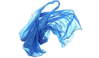 Blue Plastic Shopping Grocery Bag in Mid-Air