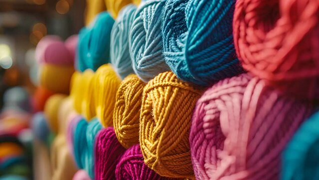 Vibrant Yarn Palette Awaits Crafters. Concept Yarn, Crafts, Knitting, Crocheting, DIY