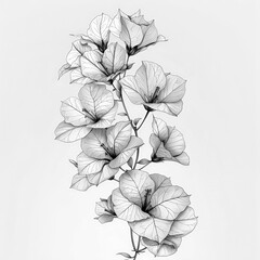 Fototapeta premium Bougainvillea Style 1 (B & W)