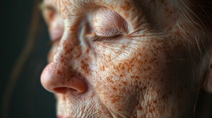 Naklejka premium Side portrait close up of elderly woman's mouth. Generative Ai. 