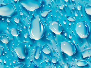 Water droplets on a blue background.