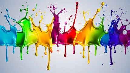 A colorful paint splash on a gray background.