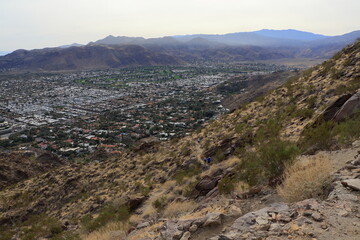 Fototapeta na wymiar Views of Coachella Valley on a winter morning from the San Jacinto foothills
