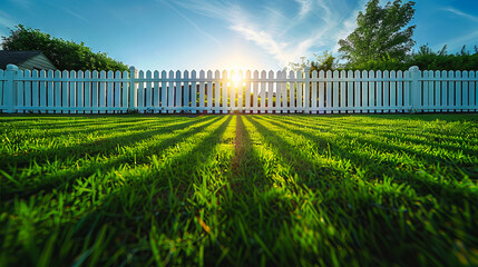 A white fence with sun shining through it. - Powered by Adobe