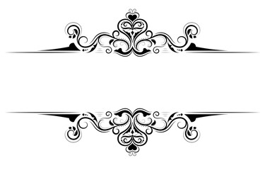 Abstract border, black vintage pattern, frame lines, on white background.