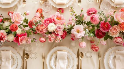 Elevate special occasions like Valentine s Day Mother s Day and Women s Day with a festive table adorned with elegant place settings delicate cutlery and beautiful floral arrangements creat - Powered by Adobe