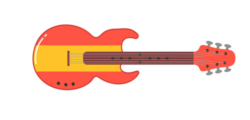 PNG, Acoustic guitar, electric guitar and ukulele set. String musical instruments. Musical instruments for entertainment. Cute flat cartoon style. Vector isolated electric vintage guitar design.