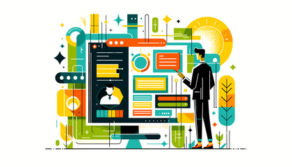 Large-scale language model AI (LLM) concept vector illustration.