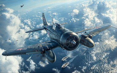 Naklejka premium airplane flying over the sky