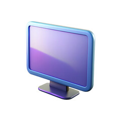 3D Minimal laptop with empty blue screen mockup, Cartoon design illustration on transparent background