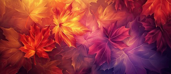 Vibrant autumn backdrop paints nature's canvas 🍂🎨 A symphony of colors in seasonal splendor. - obrazy, fototapety, plakaty