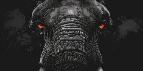 Sad-eyed elephants depicted in ink illustration, black and white