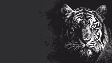 Tiger's black and white portrayed in an Ink illustration