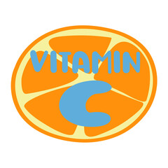 Vitamin C. Orange. Flat design. Vector illustration. Graphic design on white background.