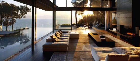 Obraz premium Stunning View of the Living Room in a Contemporary Residence