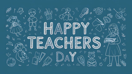 Naklejka premium Happy Teacher's day World Teacher's Day Greeting Card, Background, Poster, Banner, World Teacher's Day concept, 3D illustrations