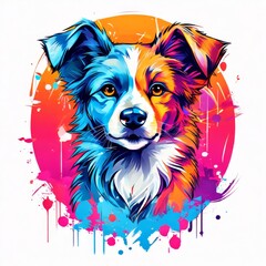 A dog colorful splash art Vector art